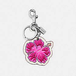 COACH F30310 - HIBISCUS BAG CHARM SILVER/HOT PINK
