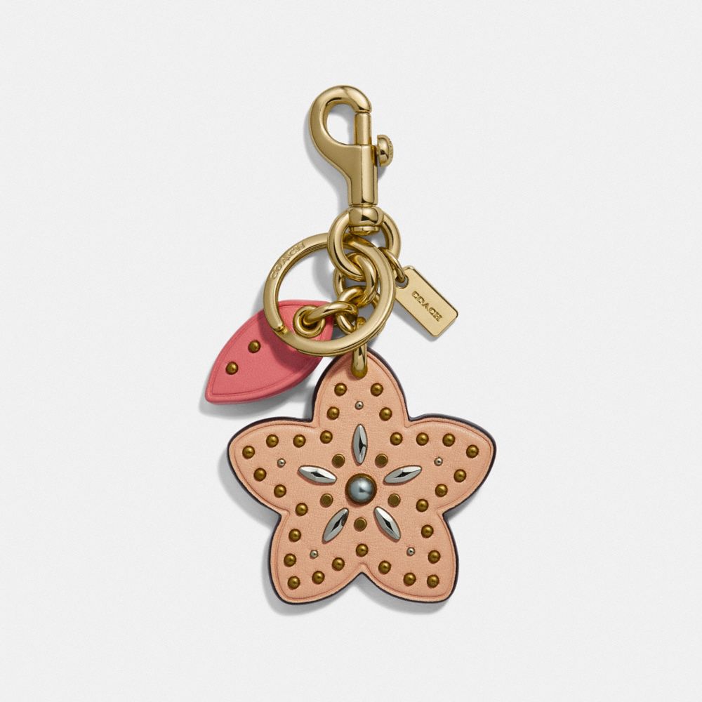 STUDDED WILDFLOWER BAG CHARM - F30337 - BEECHWOOD/GOLD