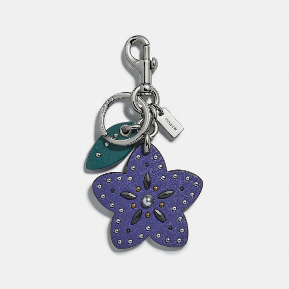 COACH STUDDED WILDFLOWER BAG CHARM - VIOLET/SILVER - F30337