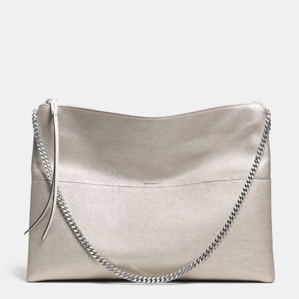 THE METALLIC LEATHER LARGE HIGHRISE SHOULDER BAG - UE/SILVER - COACH F30371