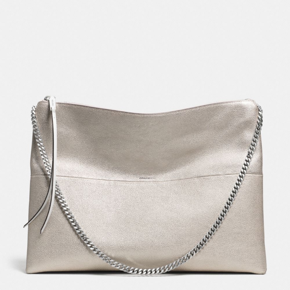 COACH THE METALLIC LEATHER LARGE HIGHRISE SHOULDER BAG - UE/SILVER - F30371