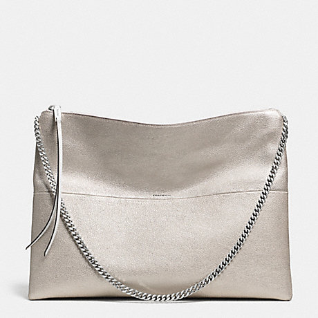 COACH THE METALLIC LEATHER LARGE HIGHRISE SHOULDER BAG - UE/SILVER - f30371