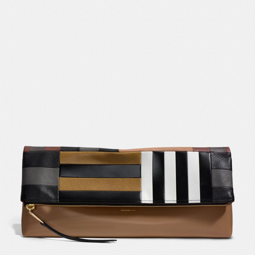 THE LARGE PATCHWORK CLUTCHABLE - GOLD/WALNUT BLACK - COACH F30372
