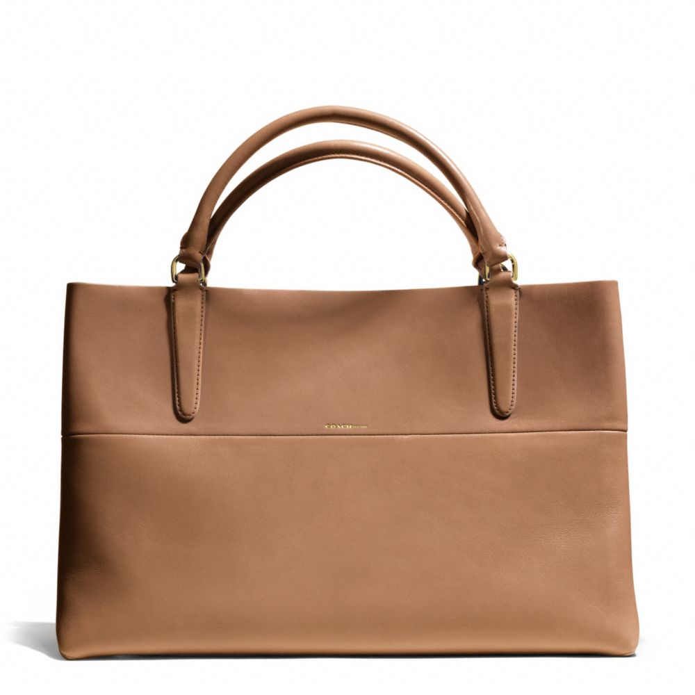 RETRO GLOVE TAN LEATHER EAST/WEST TOWN TOTE - f30381 -  GOLD/CAMEL/BRIGHT MANDARIN