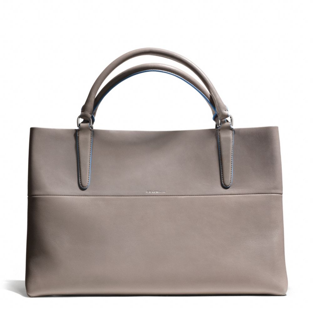 RETRO GLOVE TAN LEATHER EAST/WEST TOWN TOTE - f30381 -  UE/WARM GREY/BLUE OXFORD