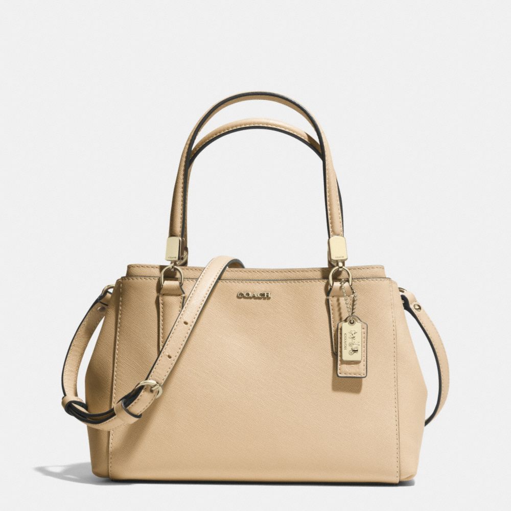 MADISON SAFFIANO LEATHER MINI CHRISTIE CARRYALL - f30402 - LIGHT GOLD/TAN