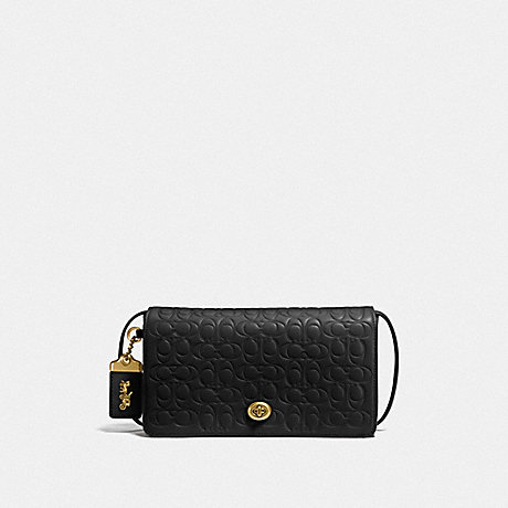 COACH DINKY IN SIGNATURE LEATHER - OL/BLACK - F30427
