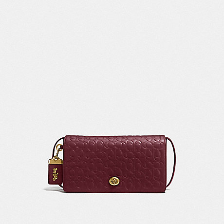 COACH F30427 DINKY IN SIGNATURE LEATHER OL/BORDEAUX