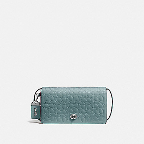COACH F30427 DINKY IN SIGNATURE LEATHER SAGE/SILVER
