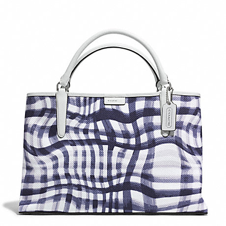 COACH F30470 THE WAVY GINGHAM CANVAS EAST/WEST TOWN TOTE UECRY
