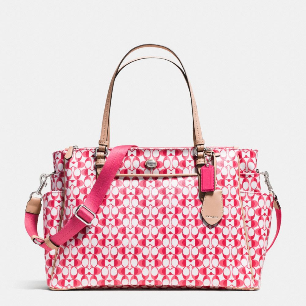 COACH F30541 PEYTON MULITIFUNCTION TOTE IN DREAM C SILVER/WHITE-POMEGRANATE/TAN