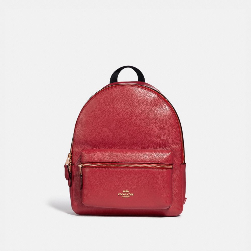 COACH F30550 MEDIUM CHARLIE BACKPACK TRUE RED/LIGHT GOLD