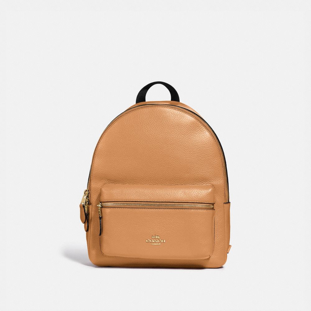 MEDIUM CHARLIE BACKPACK - f30550 - LIGHT SADDLE/light gold