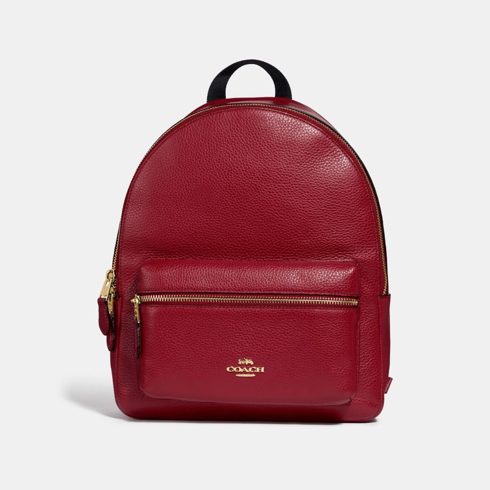 COACH F30550 Medium Charlie Backpack RUBY/LIGHT GOLD