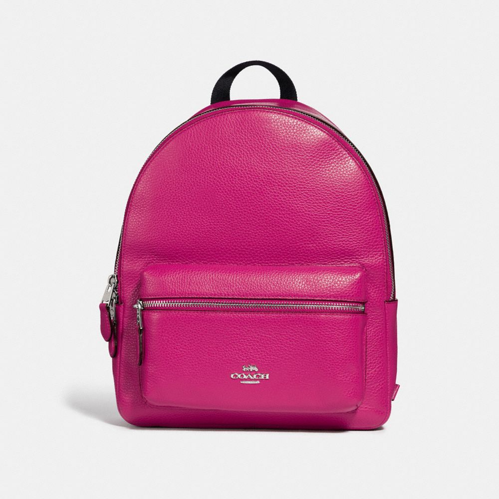 COACH F30550 Medium Charlie Backpack CERISE/SILVER