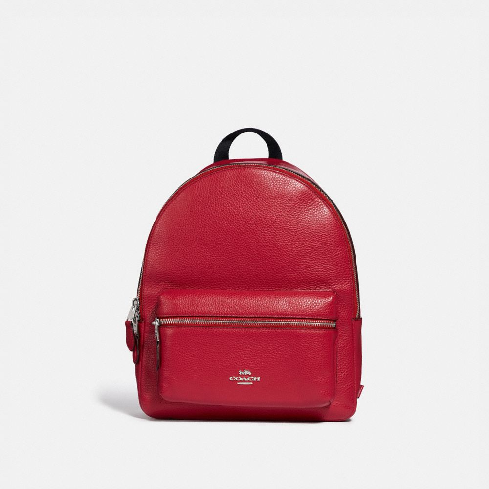 MEDIUM CHARLIE BACKPACK - F30550 - BRIGHT CARDINAL/SILVER