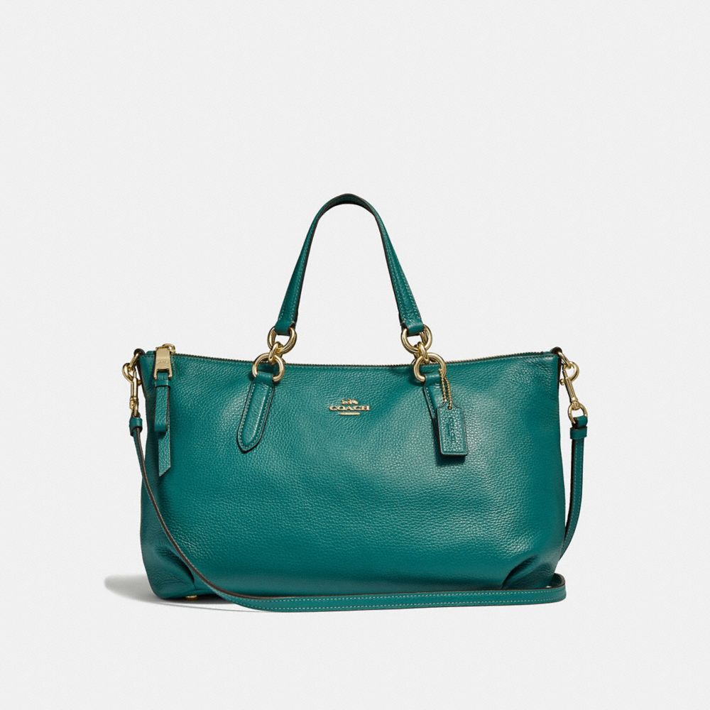 COACH F30565 ALLY SATCHEL DARK TURQUOISE/LIGHT GOLD