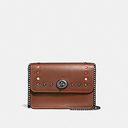 BOWERY CROSSBODY IN SIGNATURE CANVAS WITH RAINBOW RIVETS - COACH f30575 - Saddle 2 Multi/black antique nickel