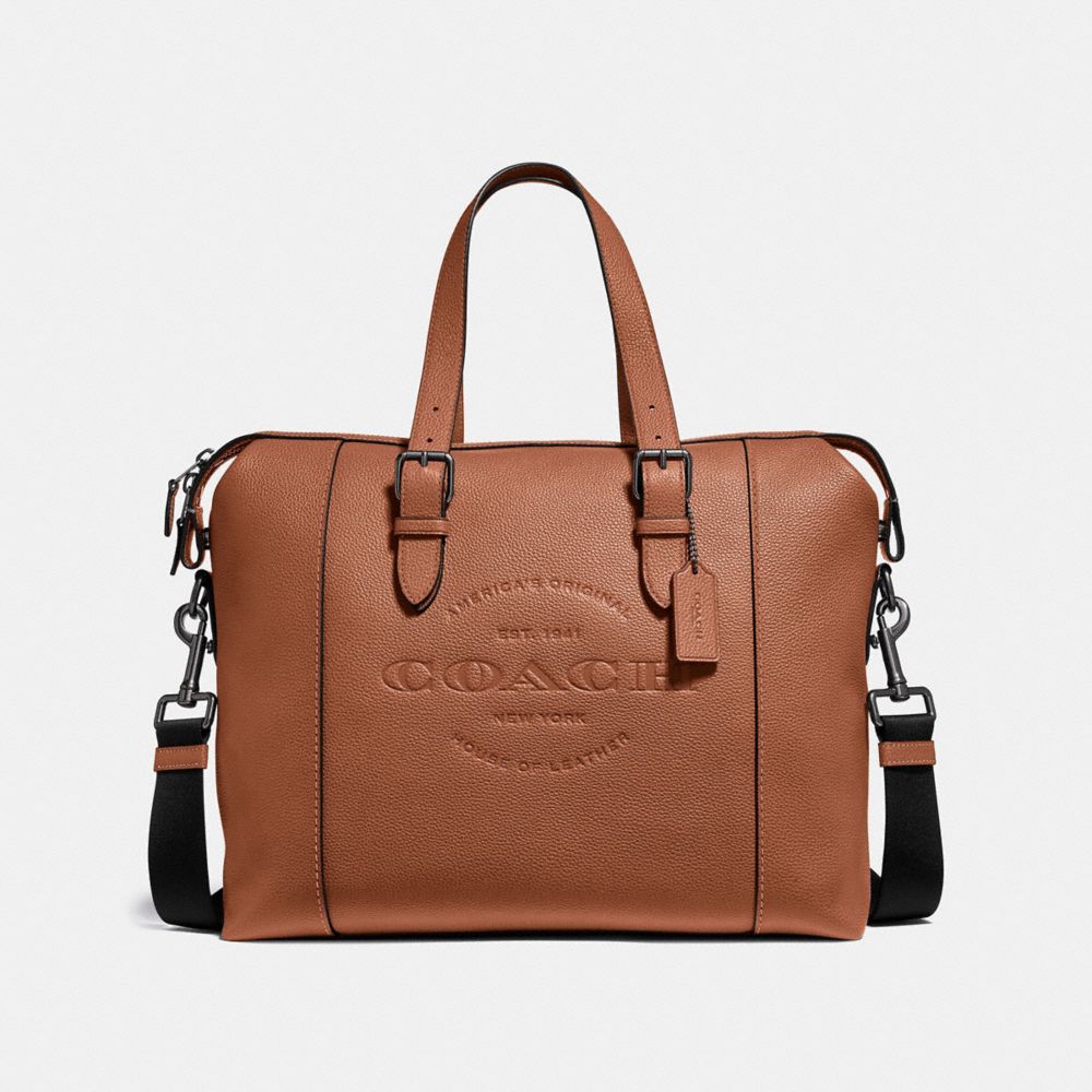 COACH HUDSON BRIEF - SADDLE/BLACK ANTIQUE NICKEL - F30620