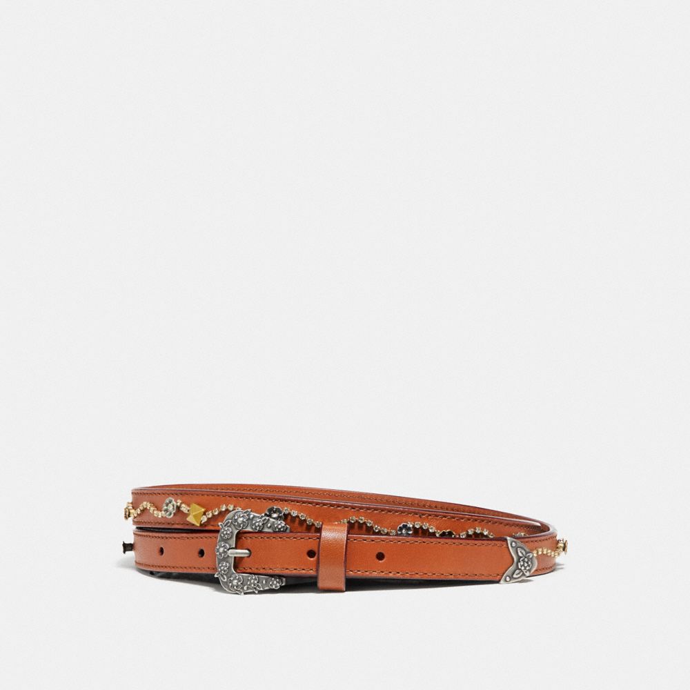 COACH F30640 WESTERN BUCKLE BELT WITH TEA ROSE, 15MM LIGHT SADDLE