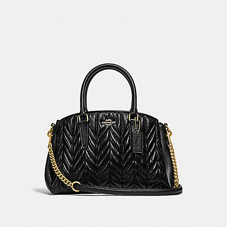 COACH MINI SAGE CARRYALL WITH QUILTING - BLACK/LIGHT GOLD - F30650