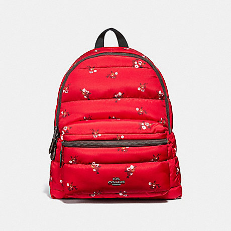 COACH f30667 CHARLIE BACKPACK WITH BABY BOUQUET PRINT RED MULTI/BLACK ANTIQUE NICKEL