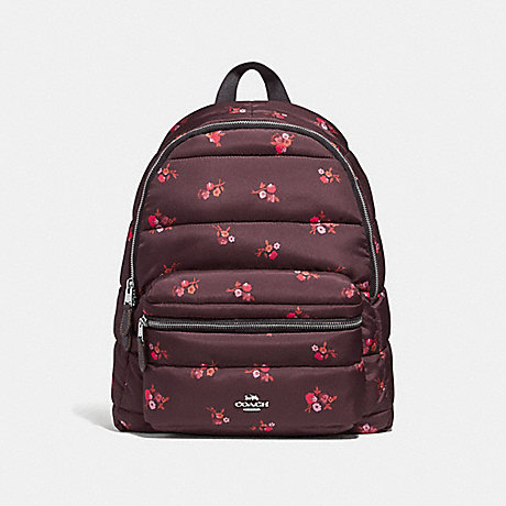 CHARLIE BACKPACK WITH BABY BOUQUET PRINT - COACH F30667 - oxblood multi /silver