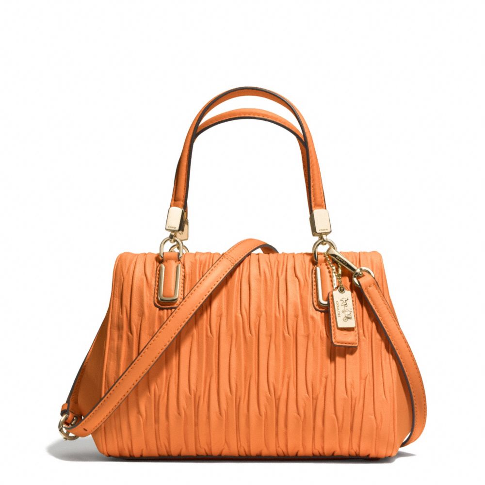 COACH MADISON GATHERED LEATHER MINI SATCHEL - LIGHT GOLD/BRIGHT MANDARIN - f30782