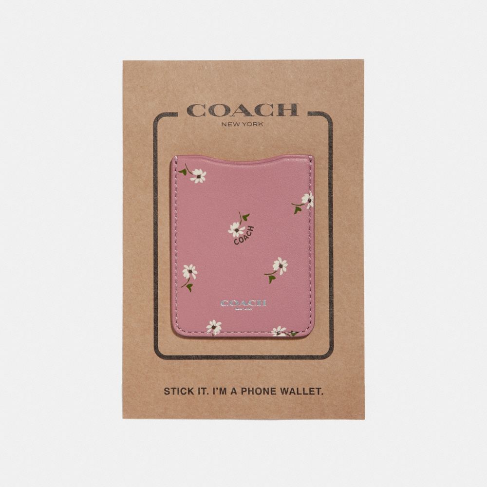 COACH F30796 - PHONE POCKET STICKER WITH DITSY DAISY PRINT VINTAGE PINK