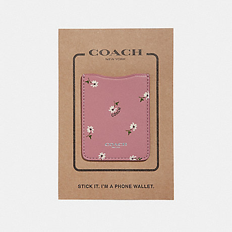 COACH F30796 PHONE POCKET STICKER WITH DITSY DAISY PRINT VINTAGE-PINK