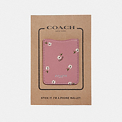 COACH F30796 Phone Pocket Sticker With Ditsy Daisy Print VINTAGE PINK