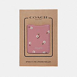 PHONE POCKET STICKER WITH DITSY DAISY PRINT - COACH f30796 - Vintage Pink
