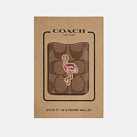 COACH POCKET STICKER IN SIGNATURE CANVAS WITH FLAMINGO - DCB - f30807