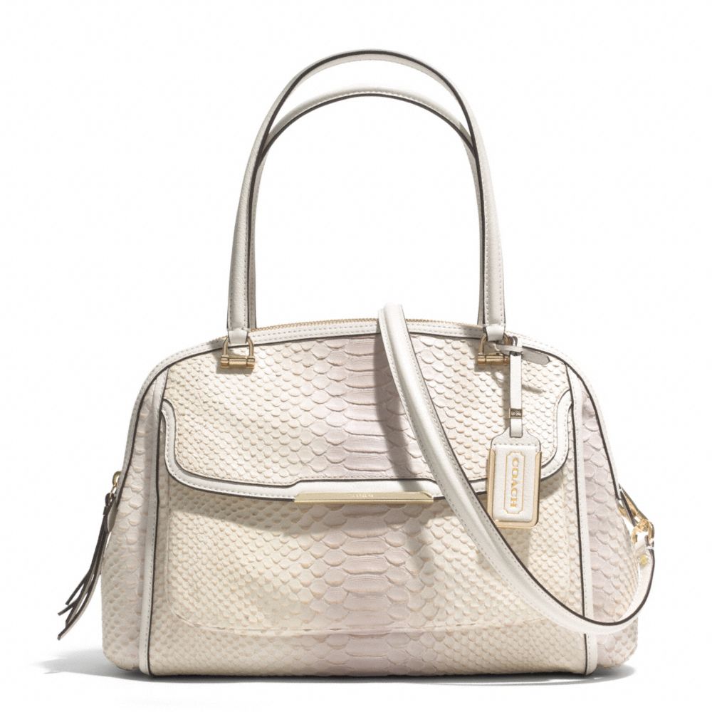 COACH MADISON PYTHON EMBOSSED LEATHER PINNACLE GEORGIE SATCHEL - LIGHT GOLD/NEUTRAL PINK - f30823
