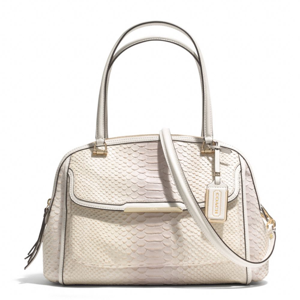 MADISON PYTHON EMBOSSED LEATHER PINNACLE GEORGIE SATCHEL - f30823 - LIGHT GOLD/NEUTRAL PINK