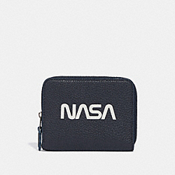 SMALL ZIP AROUND WALLET WITH SPACE MOTIF - COACH f30937 - MIDNIGHT NAVY/SILVER