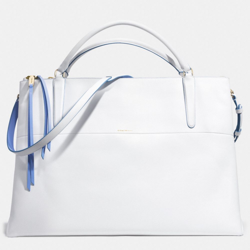 THE XL BOROUGH BAG IN EDGEPAINT LEATHER - f30981 -  GOLD/WHITE/BLUE OXFORD