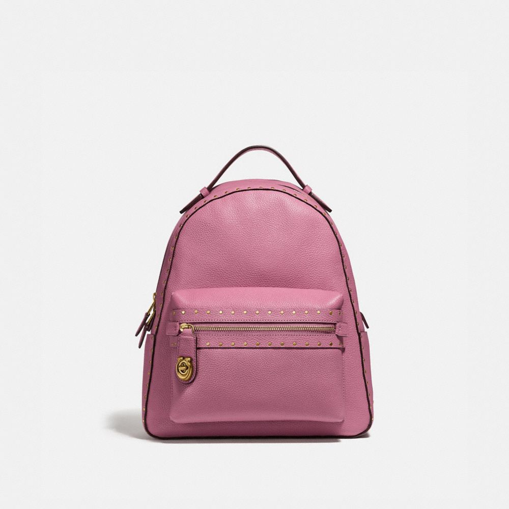 CAMPUS BACKPACK WITH RIVETS - ROSE/BRASS - COACH F31016