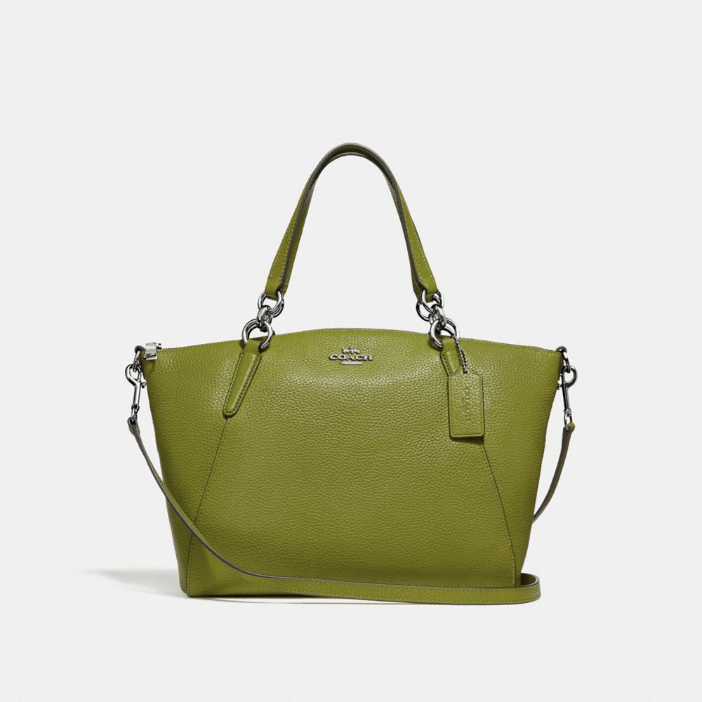 SMALL KELSEY SATCHEL WITH FLORAL BUD PRINT INTERIOR - COACH  f31076 - YELLOW GREEN/SILVER
