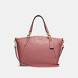 SMALL KELSEY SATCHEL WITH DITSY FLORAL PRINT INTERIOR - f31077 - Vintage Pink/Imitation Gold