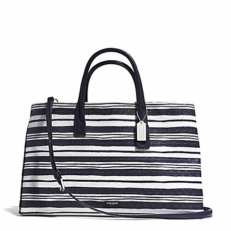 COACH F31081 BLEECKER LARGE STUDIO TOTE IN EMBOSSED WOVEN LEATHER -SILVER/WHITE/ULTRA-NAVY