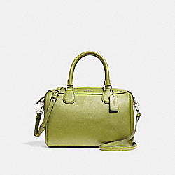 MINI BENNETT SATCHEL WITH FLORAL BUNDLE PRINT INTERIOR - f31083 - YELLOW GREEN/SILVER