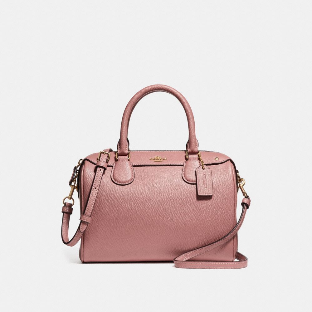 MINI BENNETT SATCHEL WITH DITSY FLORAL PRINT INTERIOR - f31084 - Vintage Pink/Imitation Gold