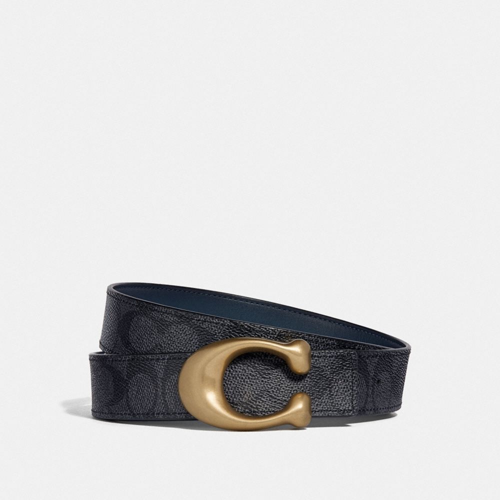 COACH F31114 - SIGNATURE BUCKLE REVERSIBLE BELT, 32MM DENIM/MIDNIGHT NAVY