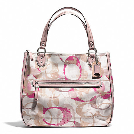 COACH STAMPED SIGNATURE C HALLIE EAST/WEST TOTE - SILVER/NEUTRAL MULTI - f31141
