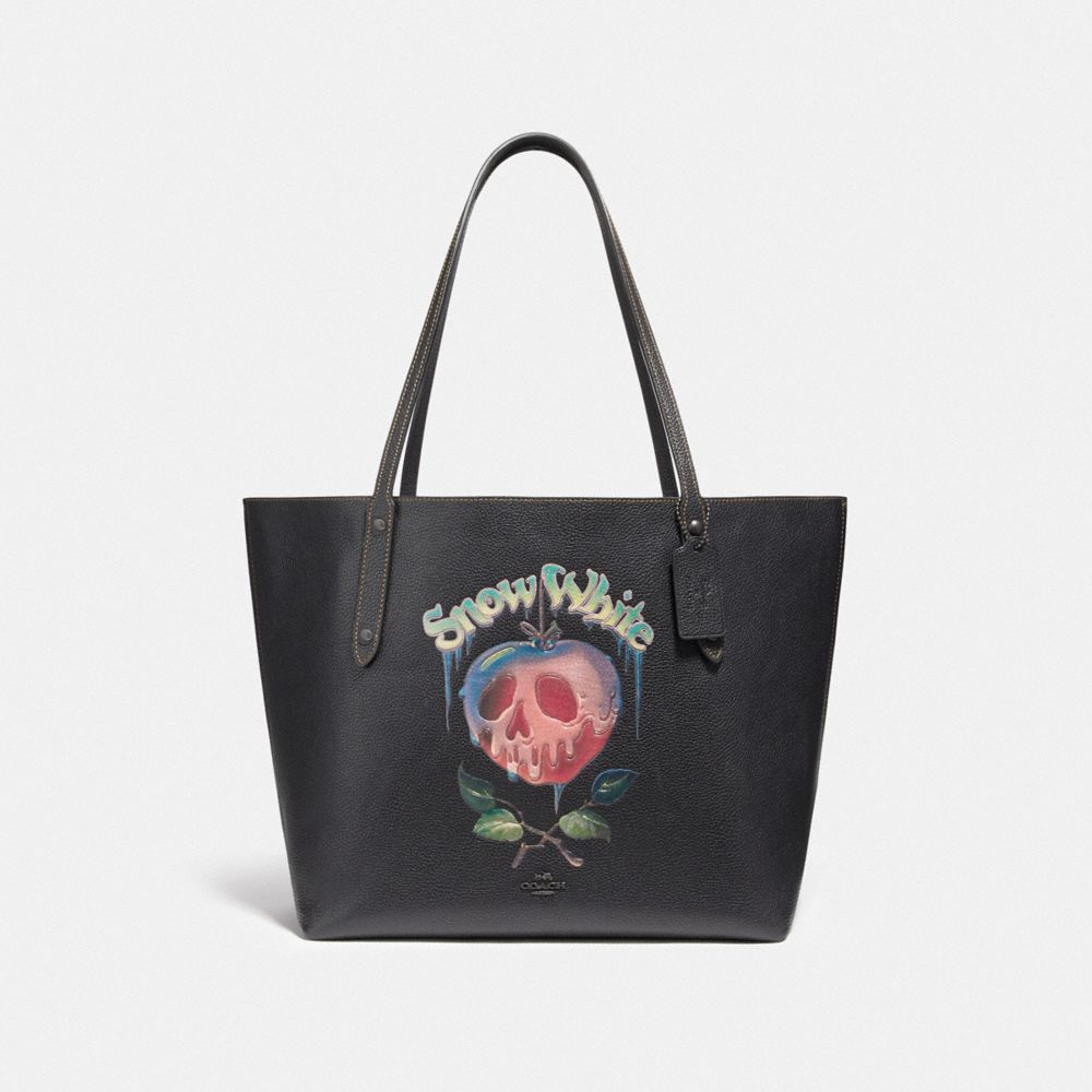 COACH F31152 - DISNEY X COACH MARKET TOTE WITH POISON APPLE GRAPHIC BLACK