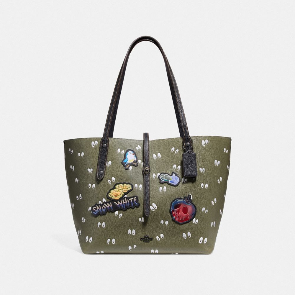 COACH F31153 - DISNEY X COACH MARKET TOTE WITH SPOOKY EYES PRINT ARMY GREEN