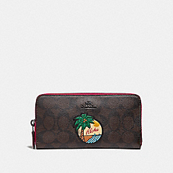 ACCORDION ZIP WALLET IN SIGNATURE CANVAS WITH ALOHA MOTIF - COACH f31167 - QBBMC