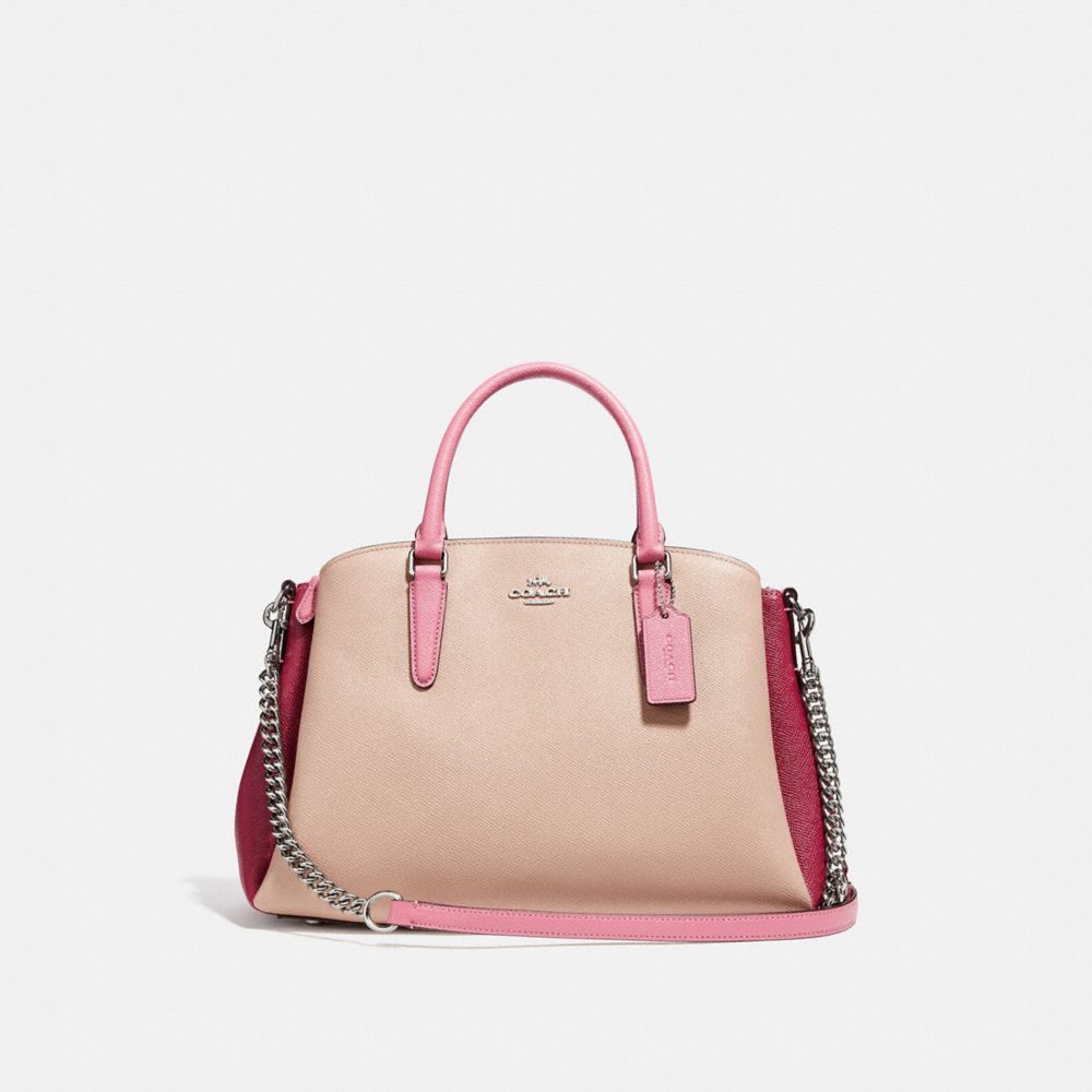 COACH f31170 SAGE CARRYALL IN COLORBLOCK SILVER/PINK MULTI