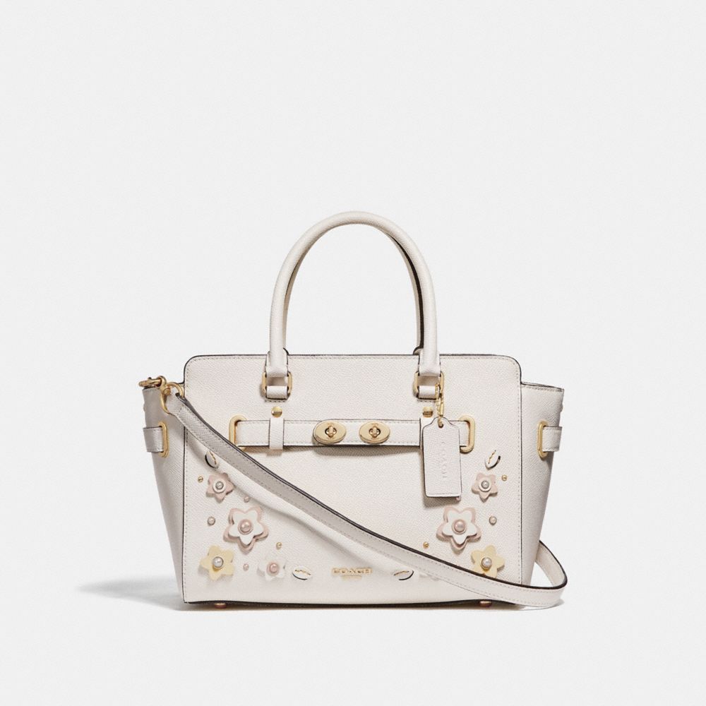 BLAKE CARRYALL 25 WITH FLORAL APPLIQUE - COACH f31195 - CHALK  MULTI/IMITATION GOLD